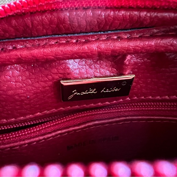Judith Leiber Red Quilted Crossbody Bag with Diamond Pattern Kid leather - Picture 5 of 14